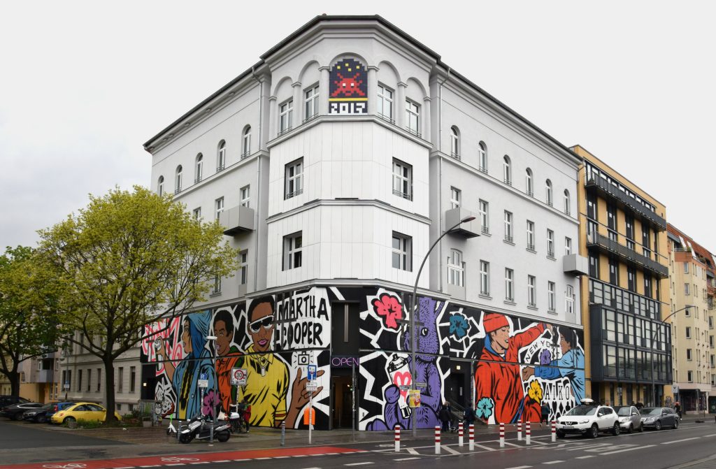 The Urban Nation street-art museum building in Berlin with a mural facade